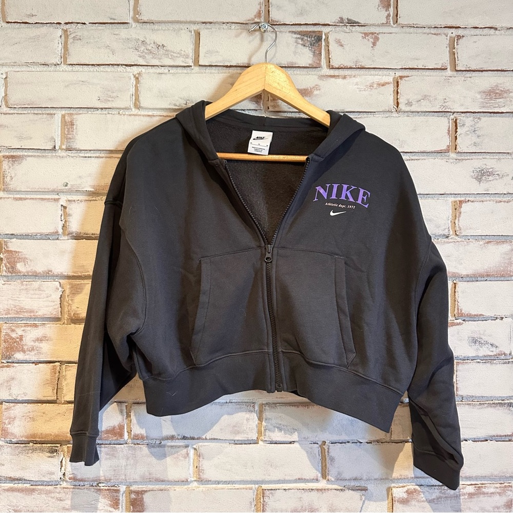 Nike Black Cropped Zip full zip hoodie sweatshirt